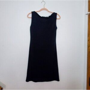 Gap Black Sleeveless Small Dress Slight Draped Neck Hidden Back Zip Slinky Flowy